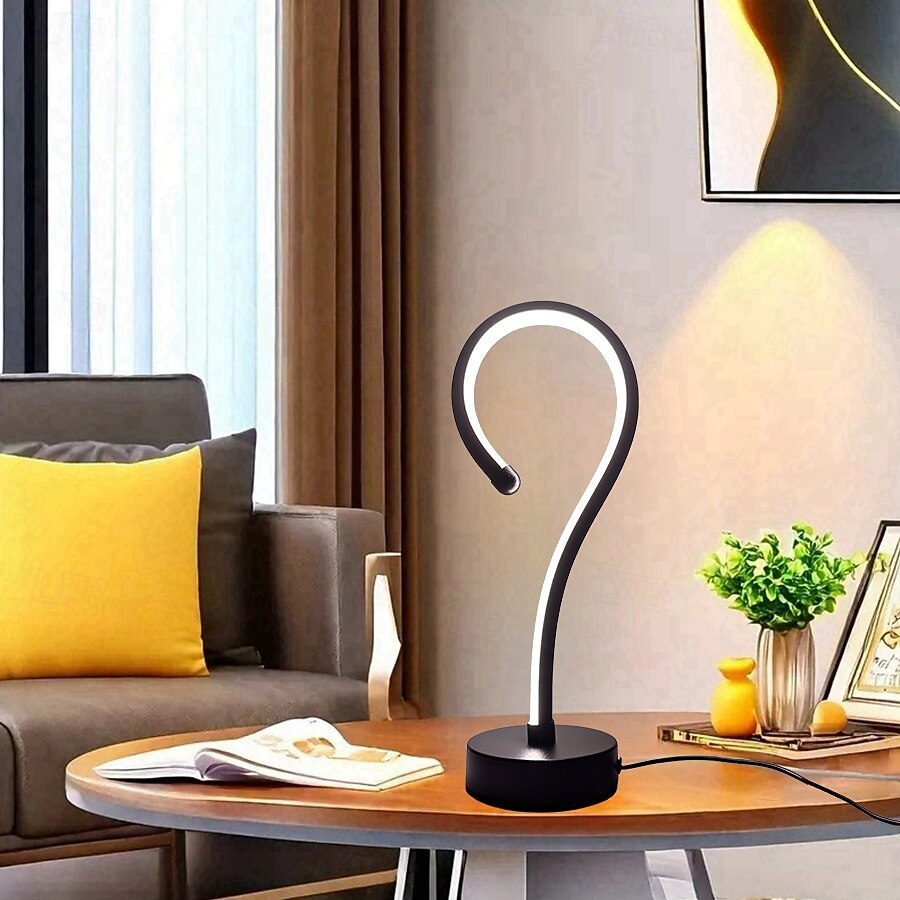 Lampe de bureau créative en forme de point d'interrogation pour salon, chambre à coucher, lumière tricolore, moderne et contemporaine, alimentée par USB pour chambre à coucher <5v a / b de 2025 ? $15.99 –P7