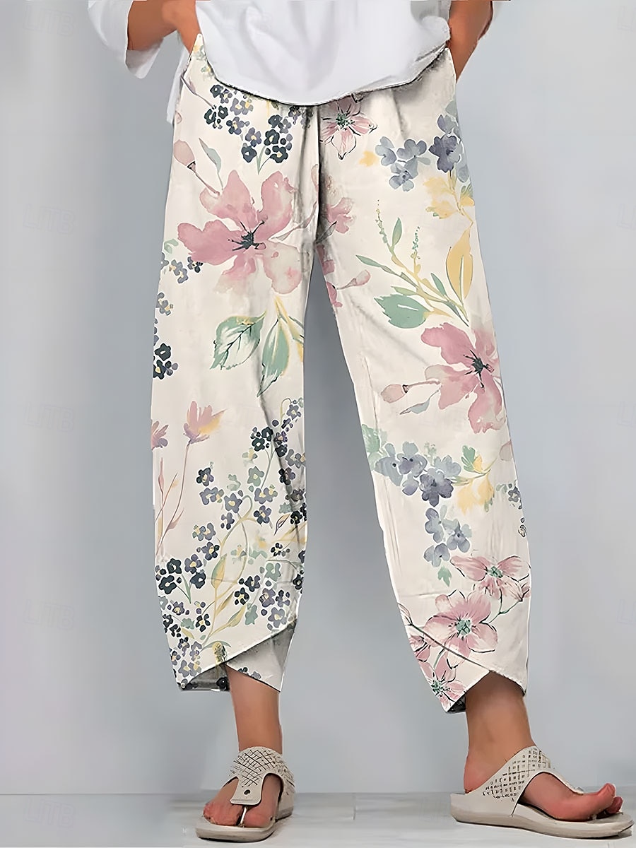 Femmes Jambe large Chinos Pantalons Amples ancien Basique Occasionnel Longueur cheville Taille haute Fleuri Graphique Patchwork Cordon de serrage Impression Respirant Non Elastique Extérieur Vacances de 2025 ? $20.99 –P2