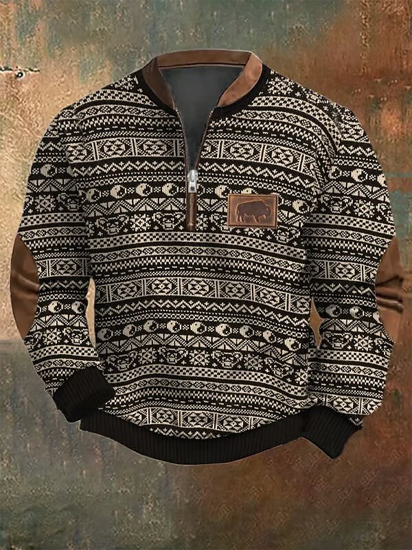Męskie Bluza dresowa Bluza z zamkiem błyskawicznym Czarny Czerwony Khaki Pół zamek Graficzny Geometryczny Sport i turystyka Codzienny Święto Poliester Moda miejska Codzienny Jesień i zima Odzież 2025 - $30.99 –P3