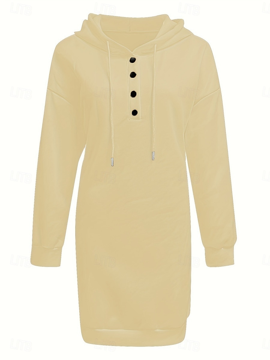 Damen Minikleid Shiftkleid Lässig Täglich Lässiger Schnitt Grafik Langarm Mit Kapuze Schwarz Weiß Rosa Wein Frühling Herbst Winter 2025 - $14.99 –P12