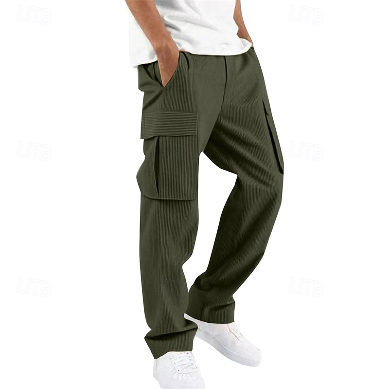 Men's Cargo Pants Trousers Corduroy Pants Multi Pocket Straight Leg Plain Wearable Daily Outdoor Camping & Hiking Fashion Classic White Yellow 2026 - $27.99 –P7