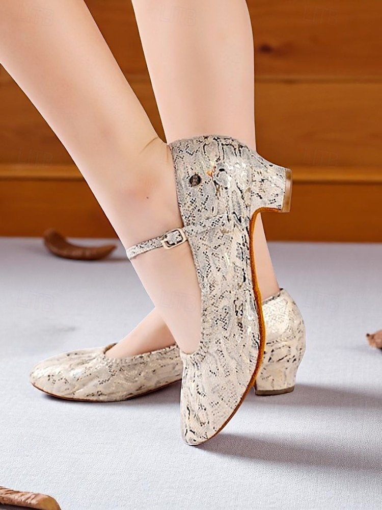 Women's Professional Snake Print Dance Shoes with Adjustable Ankle Strap and Mid Heel for Ballroom and Latin Dance 2025 - $54.99 –P2