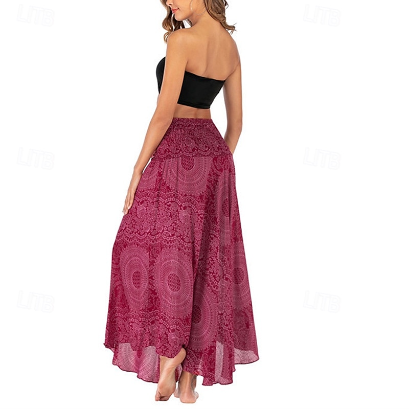 Pentru femei Fustă Linie A Leagăn Casual Boho Maxi Talie Înaltă Fuste Floral Imprimeu Micro-elastic Vacanță Concediu Negru Albastru piscină Portocaliu Verde Vară Poliester 2025 - $20.99 –P8