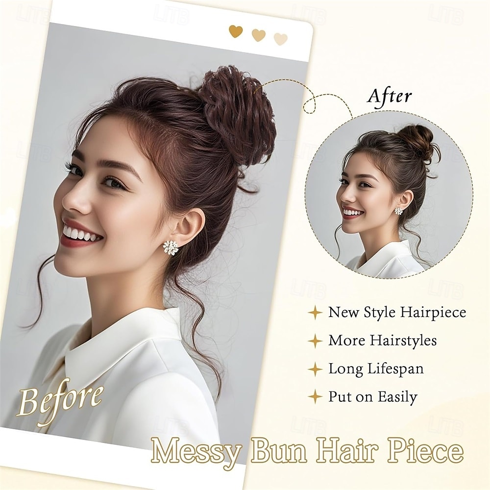Messy Bun Hair Piece Wavy Claw Clip Messy Bun Hair Clip Synthetic Fake Buns Hairs Extensions Soft hairs buns Hairpieces for Women Daily Wear 2025 - $9.49 –P2