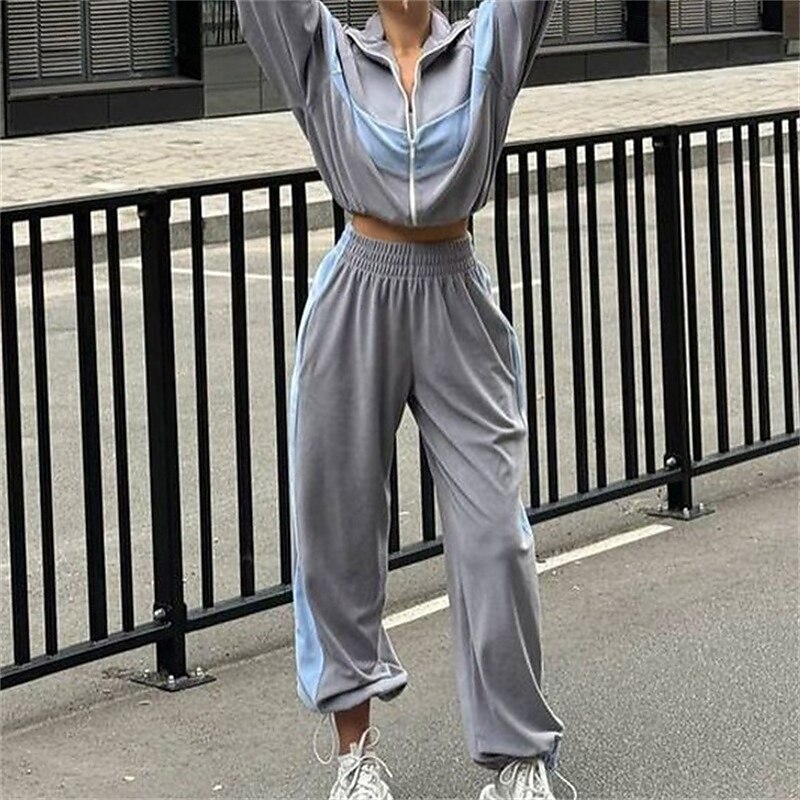 Damskie Dres Bluza Komplet sportowy Kieszeń Kolorowy blok Zestawy odzież Jesień Zima Biały Burgundowy Siłownia Trening Sportowy Keep Warm Odporność na wiatr Miękka Długi rękaw Sport Odzież sportowa 2026 - $42.99 –P7