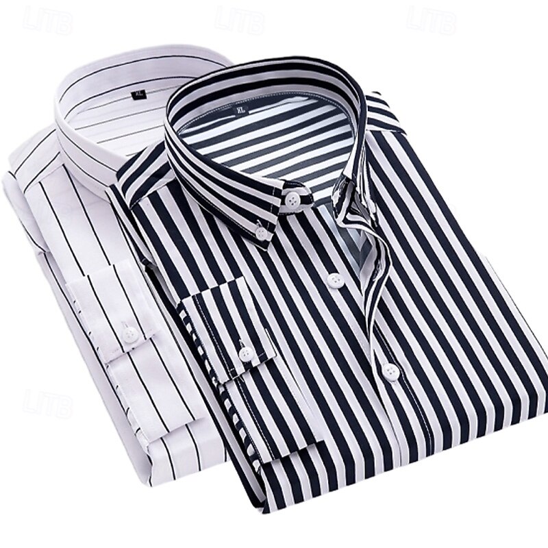 Per uomo Camicia elegante Camicia button-down Camicia a righe Camicia con Colletto A righe Formale Matrimonio Bianco + rosso Bianco + azzurro Blu navy + nero Blu navy + rosso Manica Lunga Tutte le del 2025 a $27.99 –P6