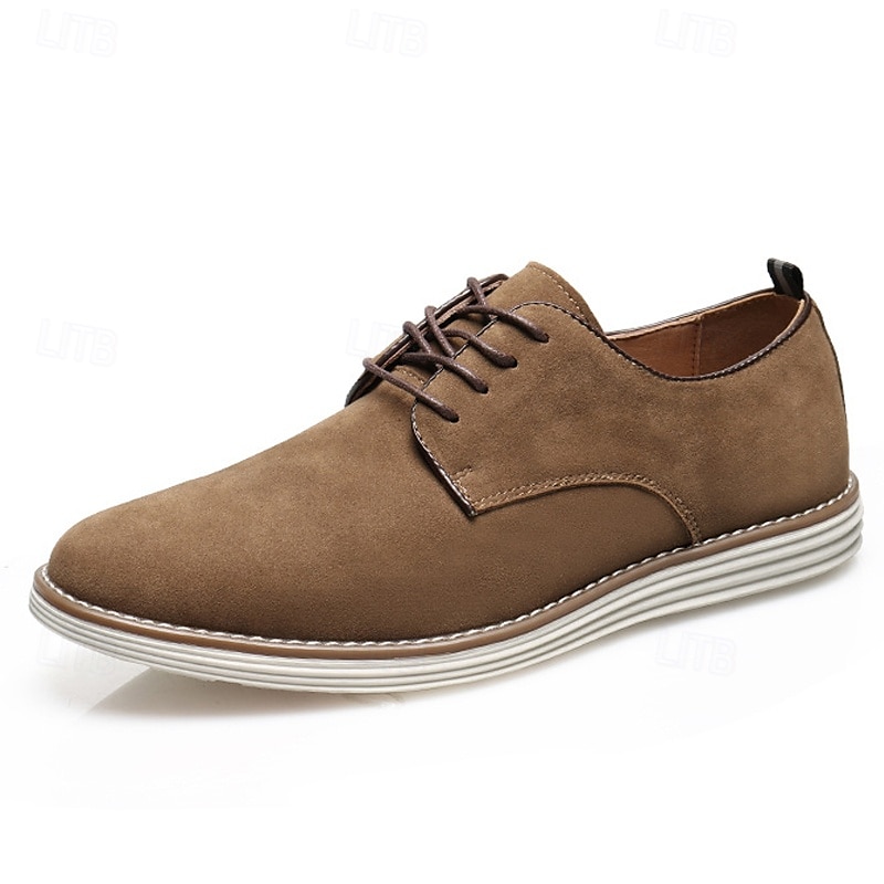 Brune herresko i semsket skinn med oxford-detaljer, klassisk snøredesign og kontrastsøm, ideelle for forretningsmessig uformelt kontorarbeid og semi-formelle arrangementer. 2025 - $46.99 –P1