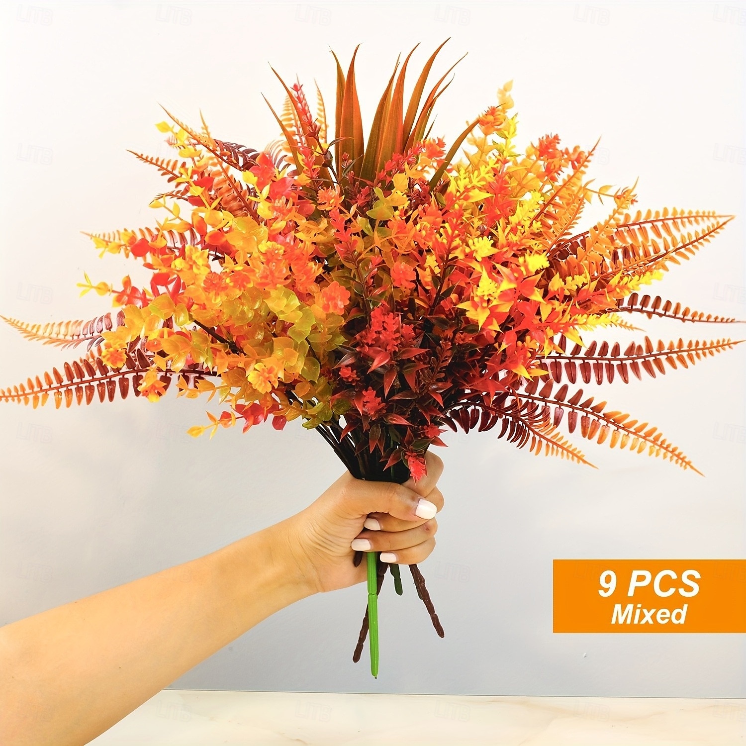 Pacote com 9 flores e plantas artificiais de outono para decoração externa, perfeitas para decoração de casa, acessórios para fotografia de casamento e decoração de hotéis de 2026 por $17.99 –P5