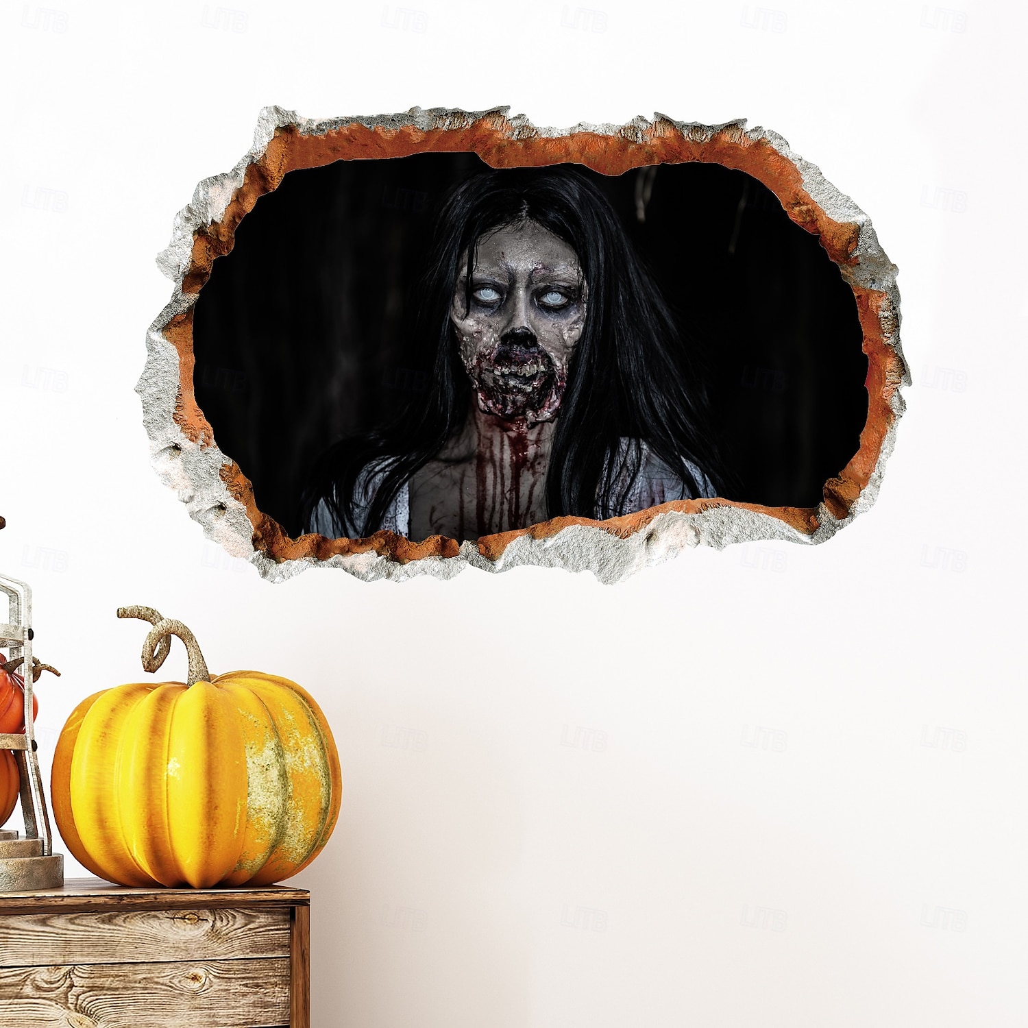 Autocolant de perete de Halloween, autocolant 3D, perete crăpat, zombie, detașabil, decorațiune de Halloween înfricoșătoare pentru perete în sufragerie, decor de petrecere de casă, de groază 2025 - $6.49 –P5