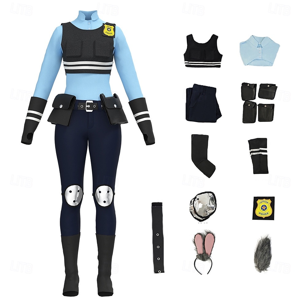 Tierdetektiv Polizei Hase Outfits Kostüm Bodysuits Abenteuerfilm Cosplay for Unisex Kinder Erwachsene Halloween Karneval Leistung Pädagogisches Ankleiden Verkleidung für Schulveranstaltungen 2026 - $87.99 –P1