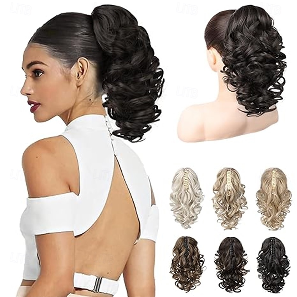 12 extensões de rabo de cavalo clássicas soltas, cacheadas, onduladas, com presilhas, apliques de cabelo para mulheres - castanho chocolate com mechas de 2025 por $14.99 –P3