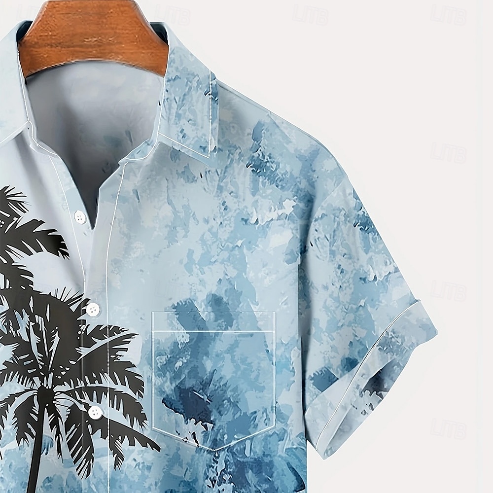 Miesten Kookospuu Trooppiset kasvit Havaiji paita Button Up paita Havaijilaispaita Lyhythihainen Havaijilainen Pyhäpäivä Ranta-asut Kesä Kevät Sänkyjen avaus 3D-tulostus kauluspaidat Edessä yksi tasku 2025 - $12.99 –P3