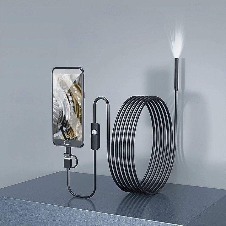 Telecamera endoscopica con luce, strumenti per endoscopio HD 1080p con luci LED regolabili, endoscopio con telecamera a serpente semirigida, endoscopio di ispezione per iOS e Android, lente singola da del 2025 a $19.99 –P1