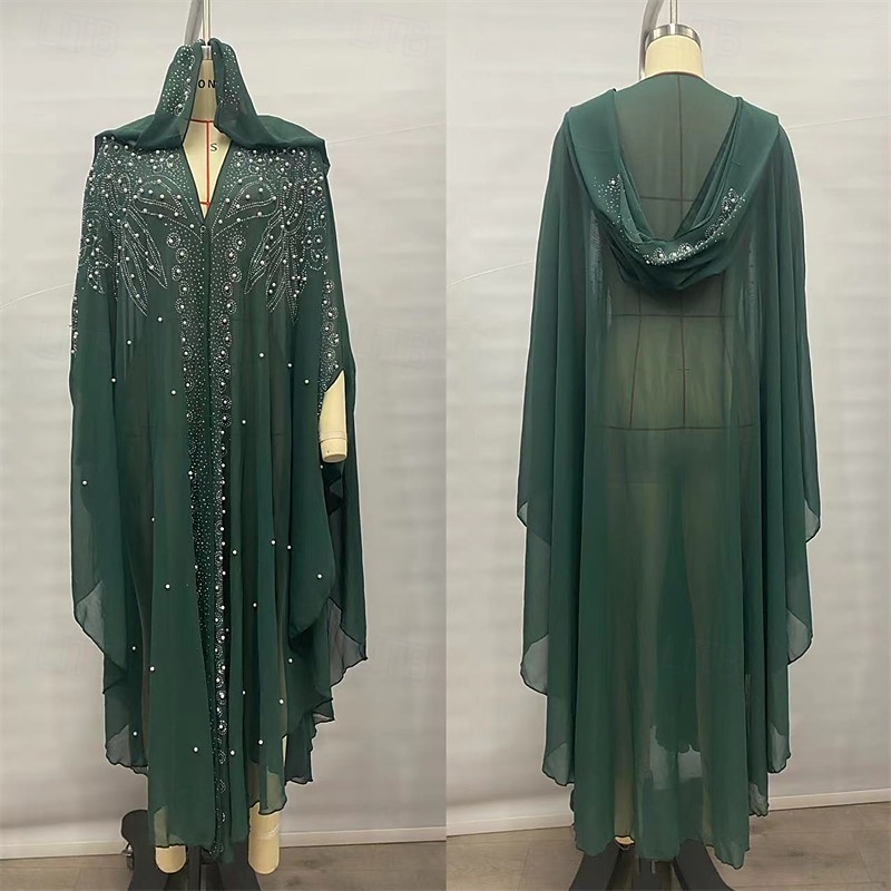 Naisten Pitkä mekko Maxi mekko Rento mekko Boho-mekko Länsimainen mekko Muoti muslimi ulko- Juhla Pyhäpäivä Normaali Tavallinen Pitkähihainen Hupullinen Musta Tumman vihreä Kevät Syksy 2025 - $26.99 –P2