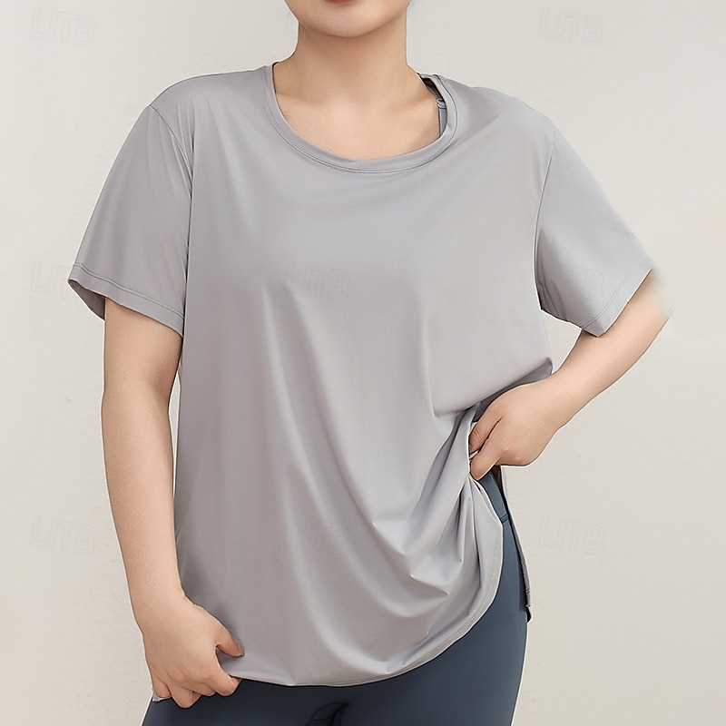 Mujer Camisetas deportivas parte superior de pilates Top deportivo Agradable para la piel Secado rápido Suavidad Corte Ancho Manga Corta Deportes Color sólido Camiseta por Gimnasio Pilates Zumba 2026 - $16.49 –P12