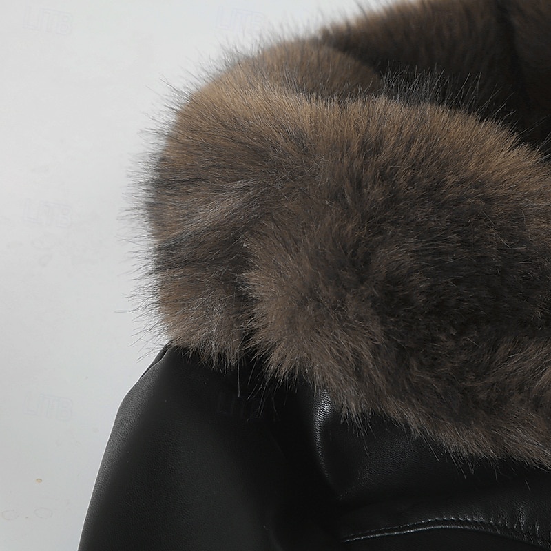 Women's Casual Jacket Warm Comfortable Buttons Fur Collar Fashion Plain Holiday Going out Weekend Single Breasted Regular Turndown Regular Fit Long Sleeve Outerwear Black Fall Winter 2025 - $32.99 –P9