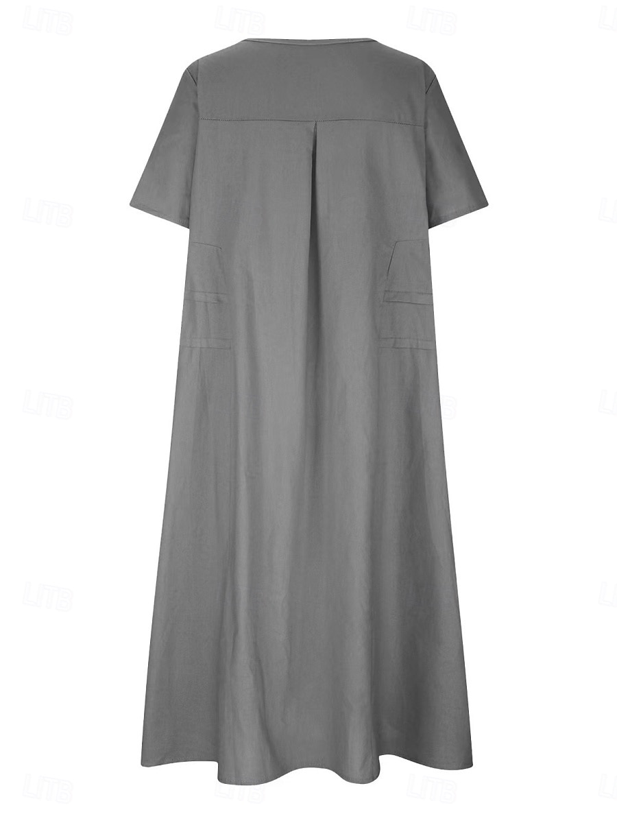 Damen Midikleid T-Shirt-Kleid Sommerkleid Lässig Täglich Normale Passform Einfach Kurzarm Rundhalsausschnitt Schwarz Orange Aprikose Grau Sommer 2025 - $26.99 –P15