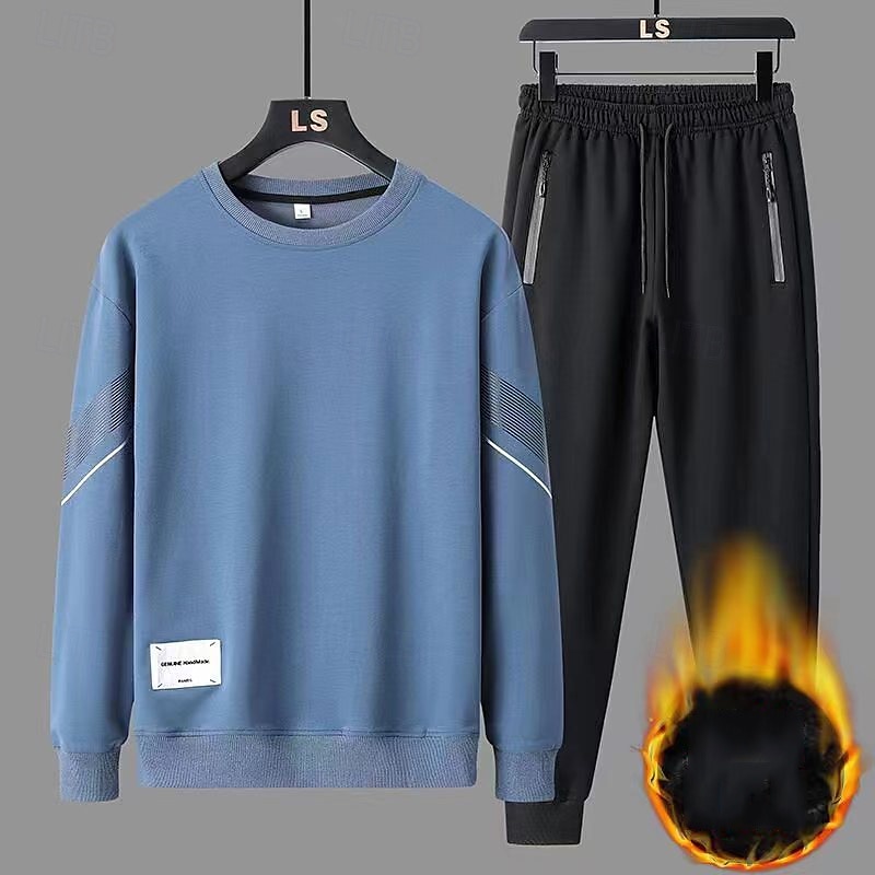 Herr Träningsoverall Joggingbyxor Fritids- Höst Långärmad Vindtät Gym Träna Sport Sportkläder Sportkläder Svart Vit Blå 2025 - $42.99 –P3
