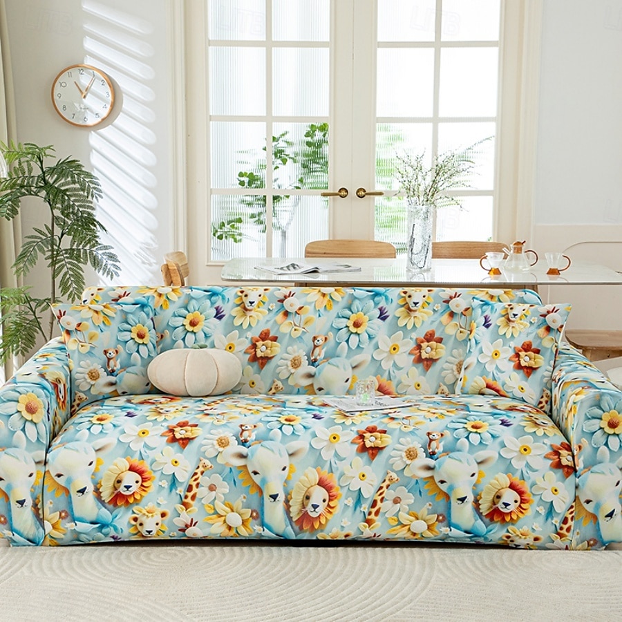 Fundas de sofá con estampados de verano, refrescantes, universales, en forma de L, para chaise longue de 1, 2, 3 o 4 plazas, de seda fría y elástica. 2025 - $84.99 –P6
