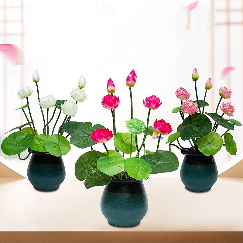 2-pack kunstmatige waterlelie lotusbloemen voor aquariumdecoratie, boeddhistisch altaar, fotografie-accessoires, kunstbloemen 2026 - $15.99 –P1