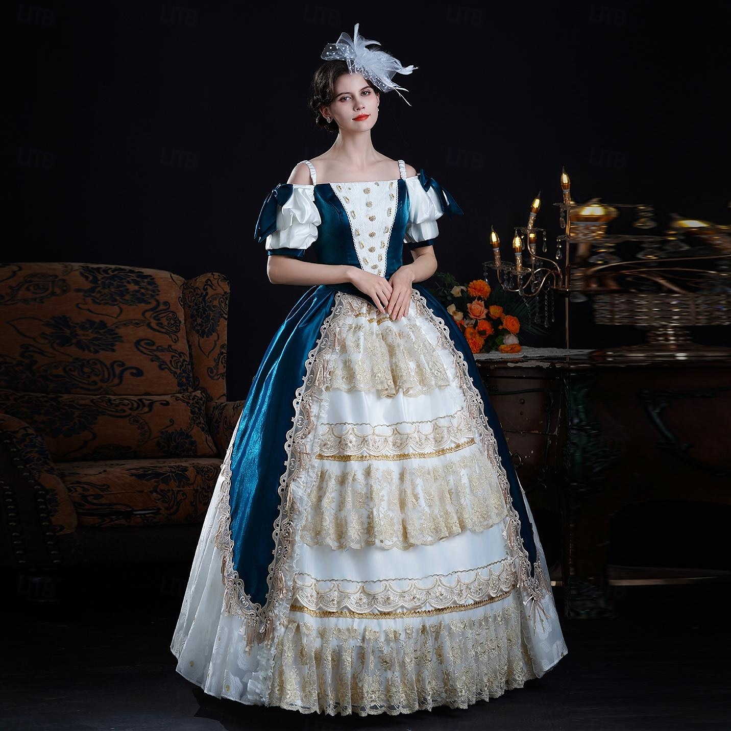 Vintage Rokoko Renässans Maxi Klänningar Vanligt Juliet ärm Prinsessa Brud Plisserad Med volanger Prinsessa Rund hals Dam Halloween Karnival Maskerad Prestanda Fest Halloween Vuxen Alla årstider 2025 - $356.59 –P1