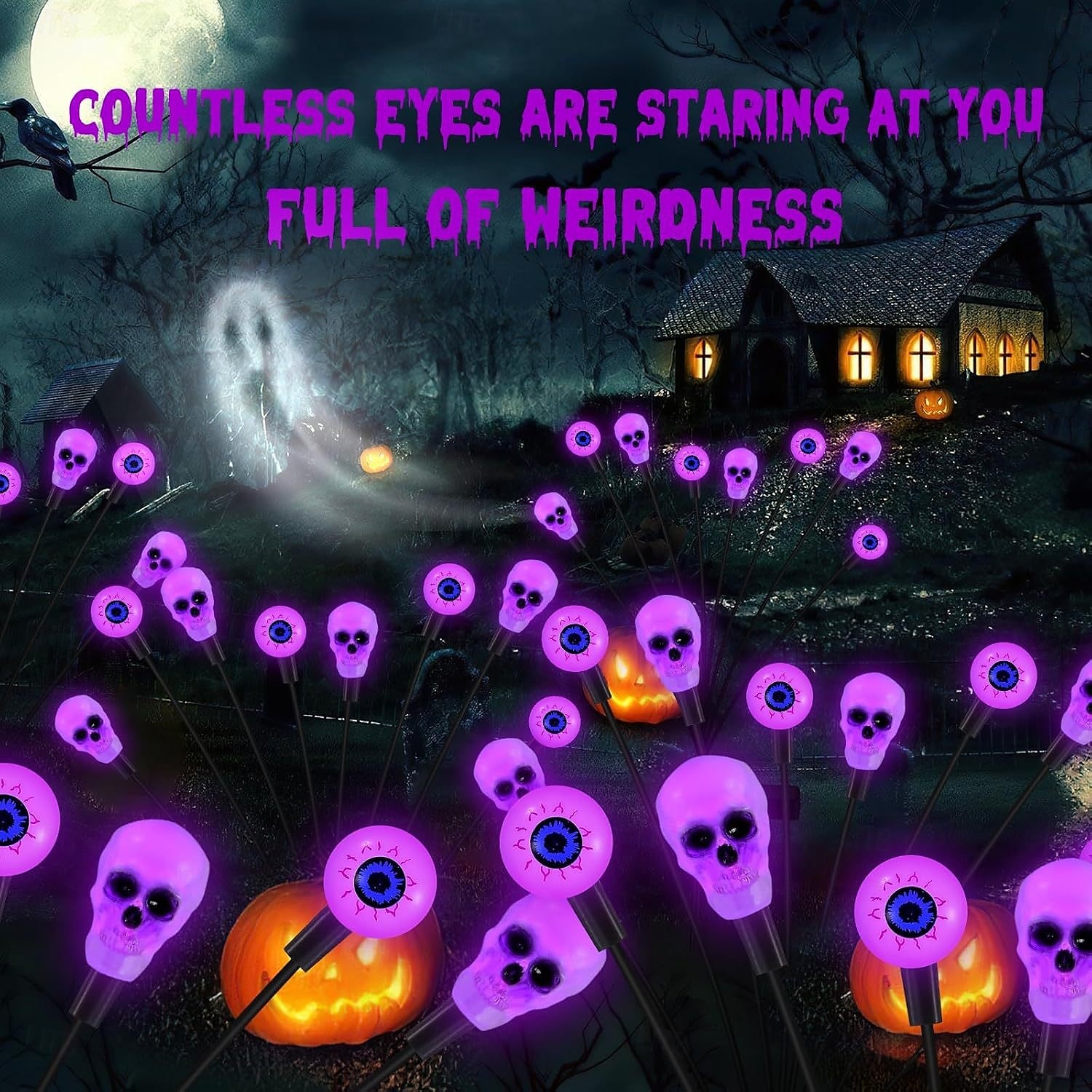 1 Pc Outdoor Solar Firefly Lights Halloween 8-Head Skull Eye Insertion Lamp Courtyard Garden Party Horror and Weird Festival Atmosphere Decorative Lights 2025 - $11.49 –P7