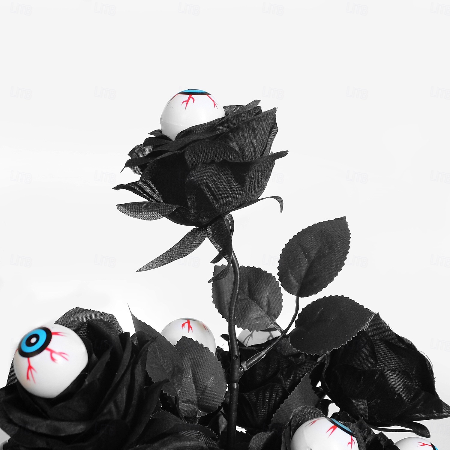 10 mazzi di rose artificiali a forma di bulbo oculare per Halloween, steli di rose nere con bulbi oculari, steli floreali multicolori per Halloween per decorazioni da tavola per feste spettrali. del 2025 a $22.99 –P6