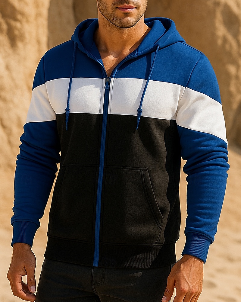 Herren Laufjacke Outdoorjacke Tasche Kordelzug Langarm Oberteil Athleisure Herbst Winddicht Wandern Laufen Sportbekleidung Sportkleidung Patchwork Weiß Rote Blau 2025 - $26.99 –P6