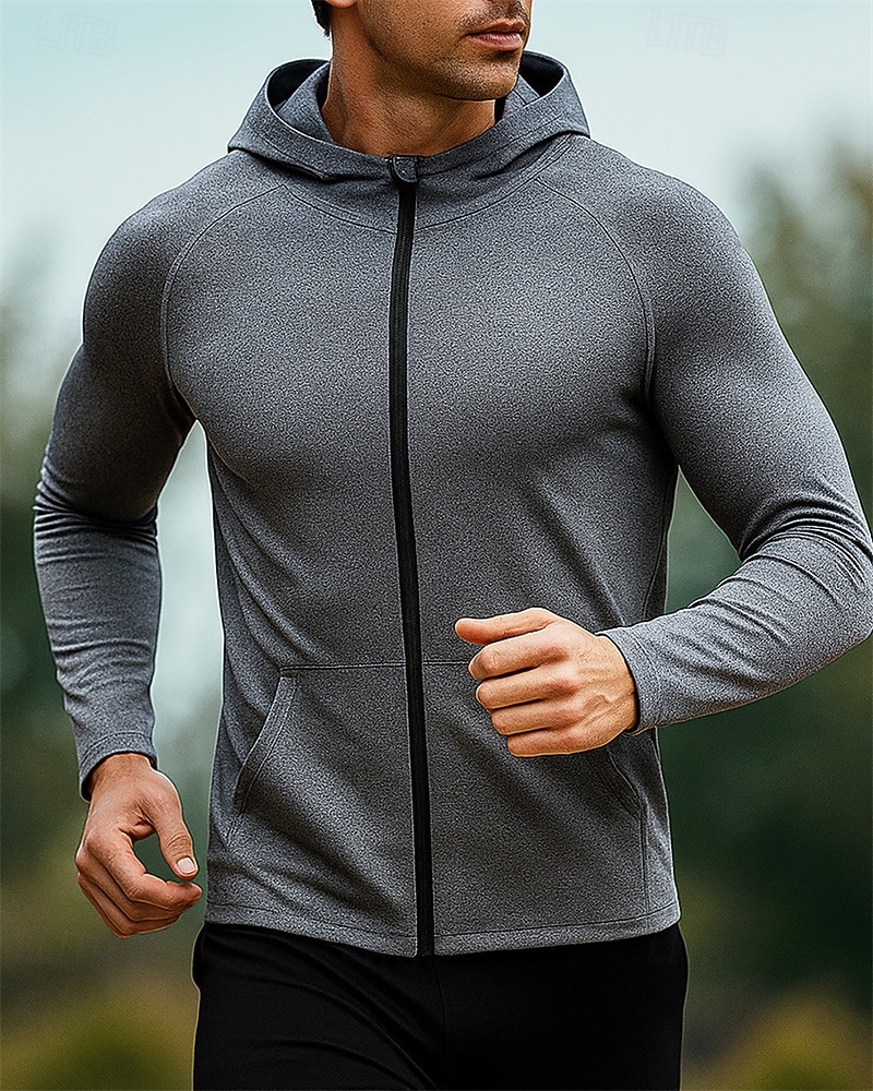 Homens Cor Sólida Jaqueta de Corrida Jaqueta Outdoor Verão Primavera Zip Completo Manga Longa Atlético Secagem Rápida Leve Respirável Tênis Golfe Corrida Azul Cinzento Escuro Vermelho Vinho Roupa de de 2026 por $31.99 –P1