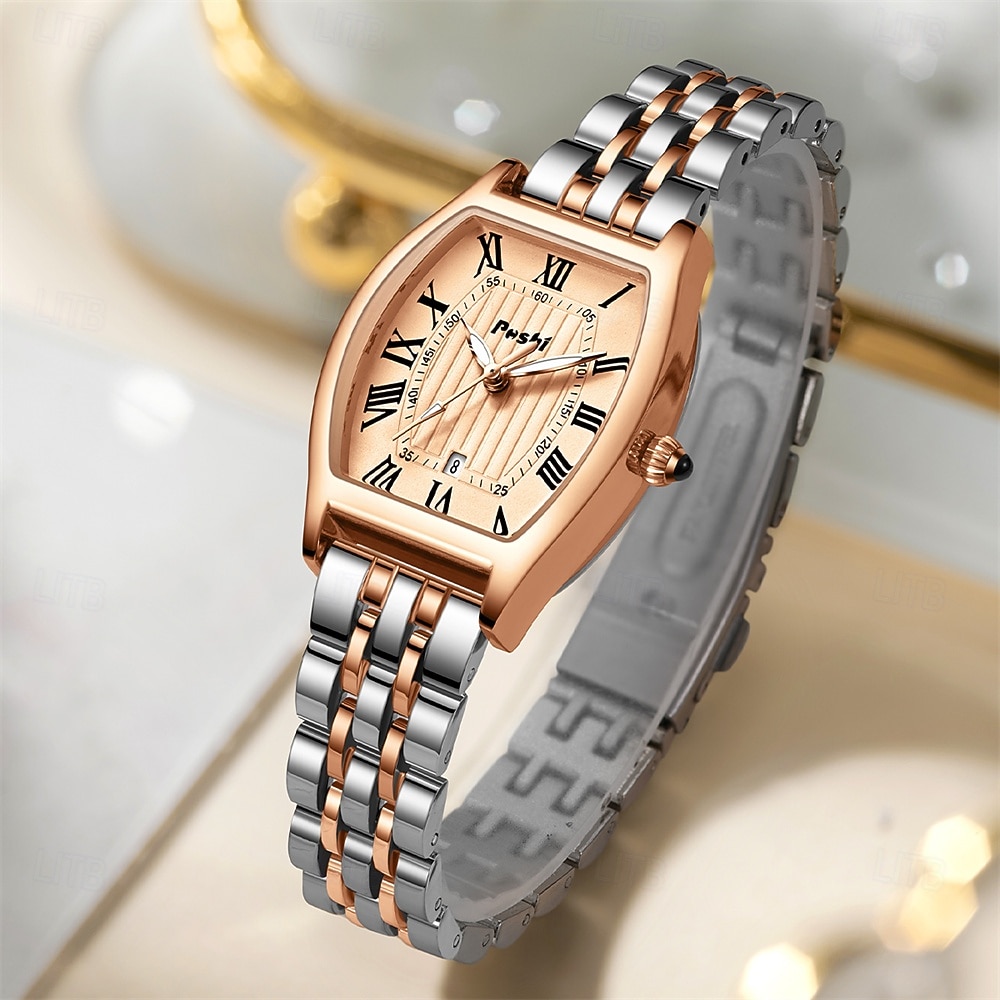 Orologio da donna alla moda con quadrante a botte di vino orologio al quarzo con numeri romani cinturino impermeabile PX7 calendario cinturino in acciaio inossidabile miglior scelta per i regali per del 2026 a $25.99 –P3