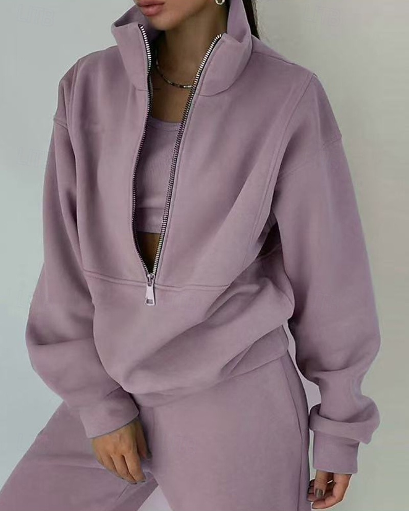 Damskie Spodnie dresowe Dres polarowy Góra ścieżki Zamek 2-częściowa Solidne kolory Rozpinana bluza i spodnie dresowe Zestawy odzież Jesień Leśna zieleń Granatowy Siłownia Sportowy Bieganie Keep Warm 2026 - $31.99 –P18