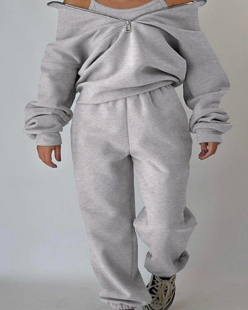 Damskie Spodnie dresowe Dres polarowy Góra ścieżki Zamek 2-częściowa Solidne kolory Rozpinana bluza i spodnie dresowe Zestawy odzież Jesień Leśna zieleń Granatowy Siłownia Sportowy Bieganie Keep Warm 2026 - $31.99 –P20