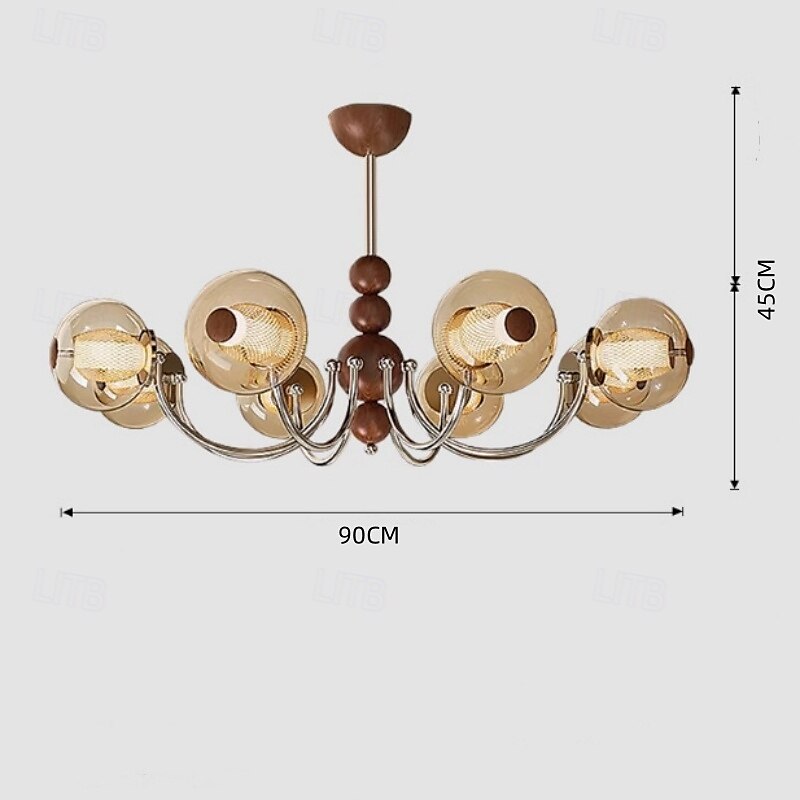 French Mid - Century Wood & Glass Chandelier, American Retro, Multi - Room Elegance 2025 - $906.29 –P4