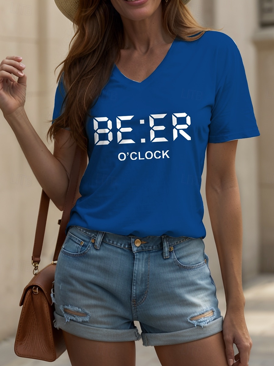 Oktoberfest Per donna Maglietta Grafico Lettera Vintage Elegante Classico Manica Corta Scollo a V Top Regolari Quotidiano Stampato Nero Bianco Giallo Rosso Blu Estate Primavera del 2025 a $19.99 –P4