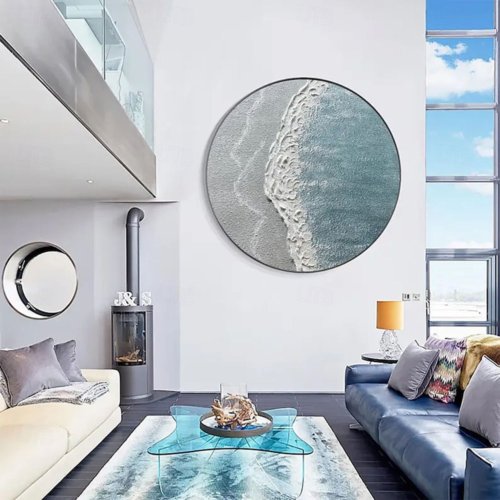 100 % handgemaltes abstraktes Meereswellen-Ölgemälde auf Leinwand, moderne Texturkunst, Meereslandschaft, Wandbild, Heimdekoration 2025 - $209.29 –P4