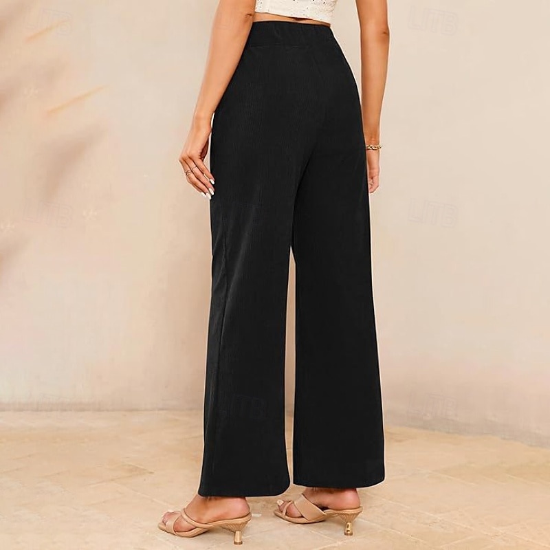 Women's Slacks Pants Trousers Streetwear Casual Full Length Natural Plain Pocket Buckle Outdoor Comfortable Outdoor Vacation Daily Wear Apricot Black Orange Green Fall Regular Fit 2025 - $19.99 –P9