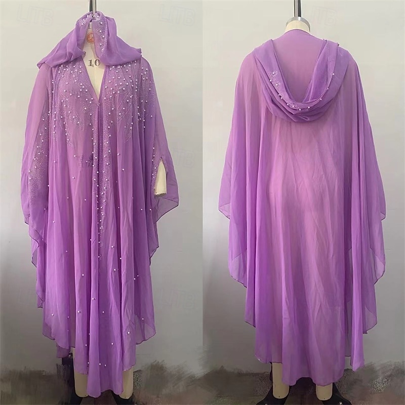 Damen Langes Kleid Maxikleid Freizeitkleid Boho-Kleid Westernkleid Mode Muslim Outdoor Party Ferien Normale Passform Einfach Langarm Mit Kapuze Weiß Purpur Hellgrau Frühling Herbst 2025 - $26.99 –P6