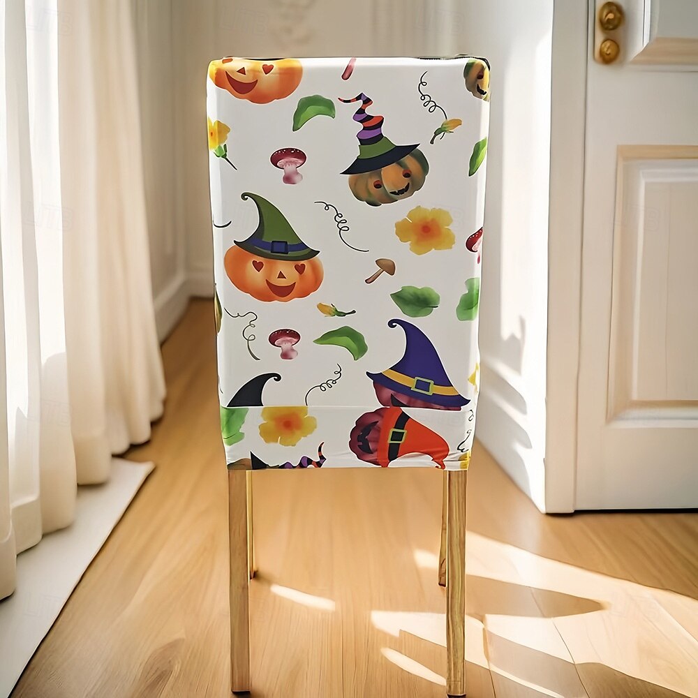 Stuhlhussen für Esszimmerstühle mit Halloween-Aufdruck – festliches, gruseliges Design, dehnbar und strapazierfähig, perfekt als Partydekoration im Esszimmer. 2025 - $12.49 –P14