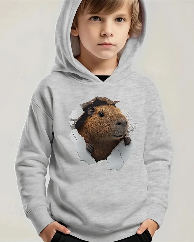 Pojkar 3D Djur Huvtröja Långärmad Vår Höst Mode Streetwear Barn 4-12 år Huva Utomhus Ledigt Dagligen Normal 2025 - $18.99 –P4