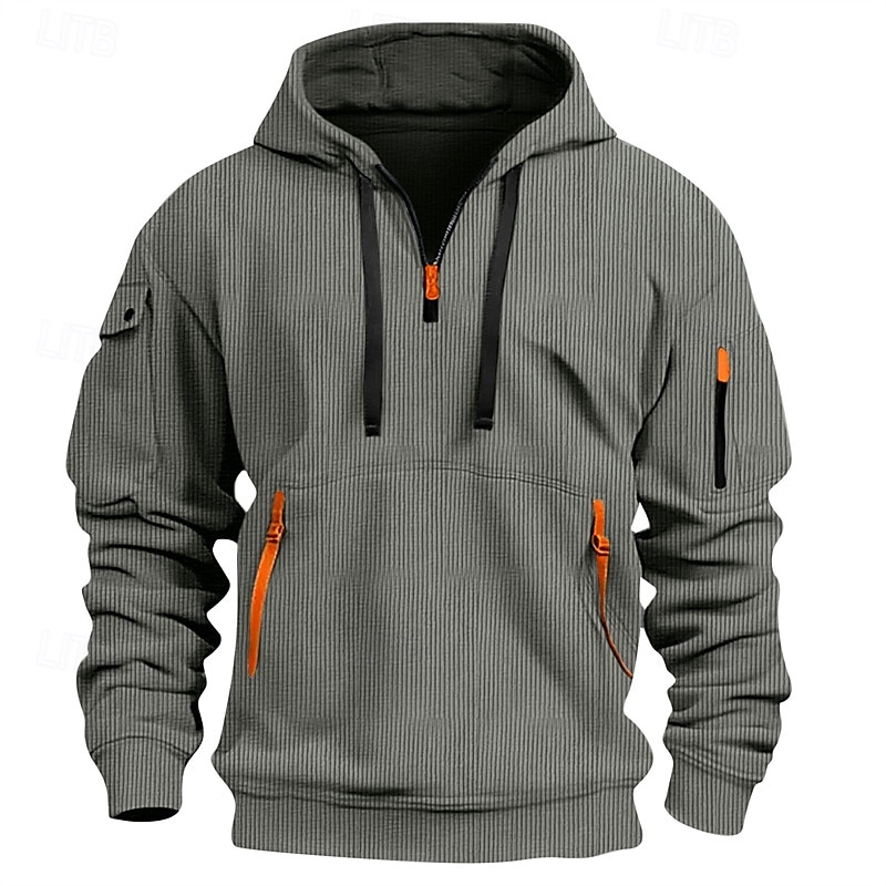Men's Hoodie Quarter Zip Hoodie Black White Red Blue Khaki Hooded Plain Pocket Textured Sports & Outdoor Daily Holiday Polyester Streetwear Basic Casual Spring Autumn / Fall Clothing Apparel Hoodies 2025 - $29.99 –P4