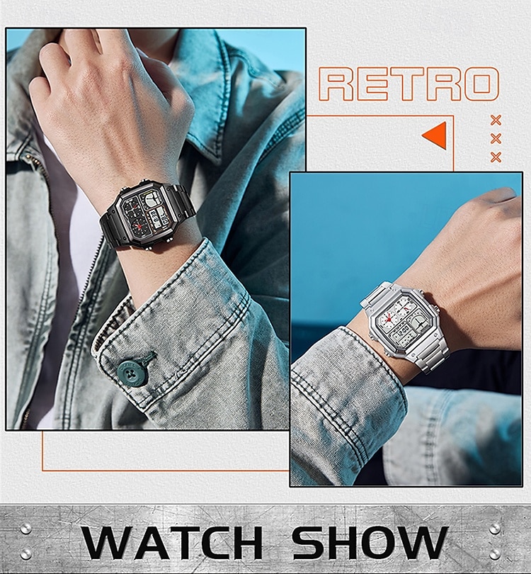 SANDA Men Digital Watch Outdoor Fashion Casual Wristwatch Luminous Stopwatch Alarm Clock Three Time Zones Steel Silicone Gel Watch 2025 - $31.99 –P15