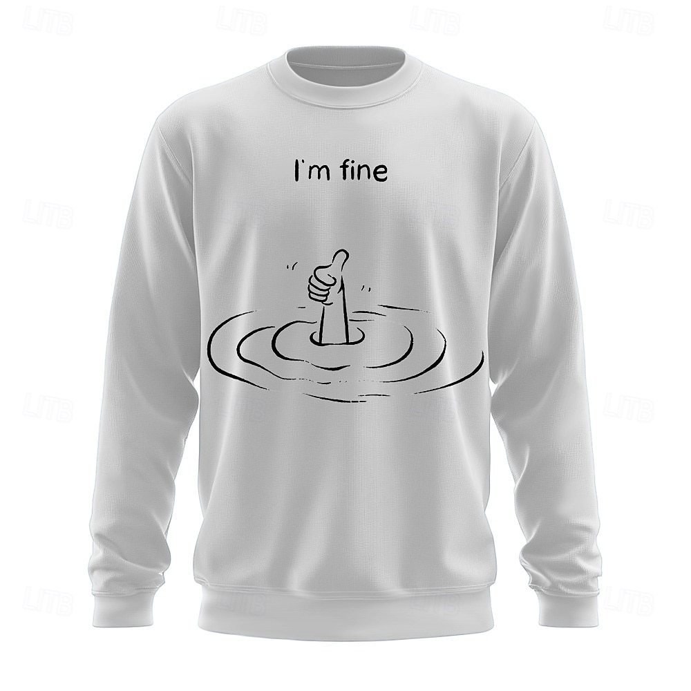 Felpa a Collo Alto Rossa da Uomo con Grafica Divertente 'Sto Bene' Con Pollice in Su del 2026 a $28.99 –P5
