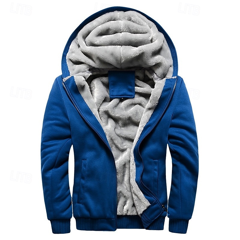 Męskie Bluza z Kapturem Bluza z kapturem Bluza z kapturem podszyta polarem Czarny Czerwony Niebieski Szary Kaptur Równina Zamek Kolorowy blok Sport i turystyka Codzienny Święto Poliester Moda miejska 2025 - $27.99 –P2