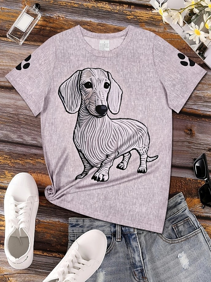 Femmes T-shirt Graphique Animal Chat ancien Élégant Classique Manche Courte Col ras du cou Hauts Réguliers Quotidien Week-end Imprimé Blanche Rose Claire Violet Kaki Été Printemps de 2025 ? $19.99 –P2