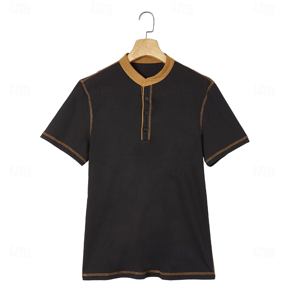 Per uomo Maglia Henley Maglietta Maniche Corte Patchwork Moda Designer Essenziale Doppio spago Cuciture a contrasto Linee decorative abbinate ai colori Henley Vacanza Streetwear Casuale Estate Tutte del 2025 a $19.99 –P4