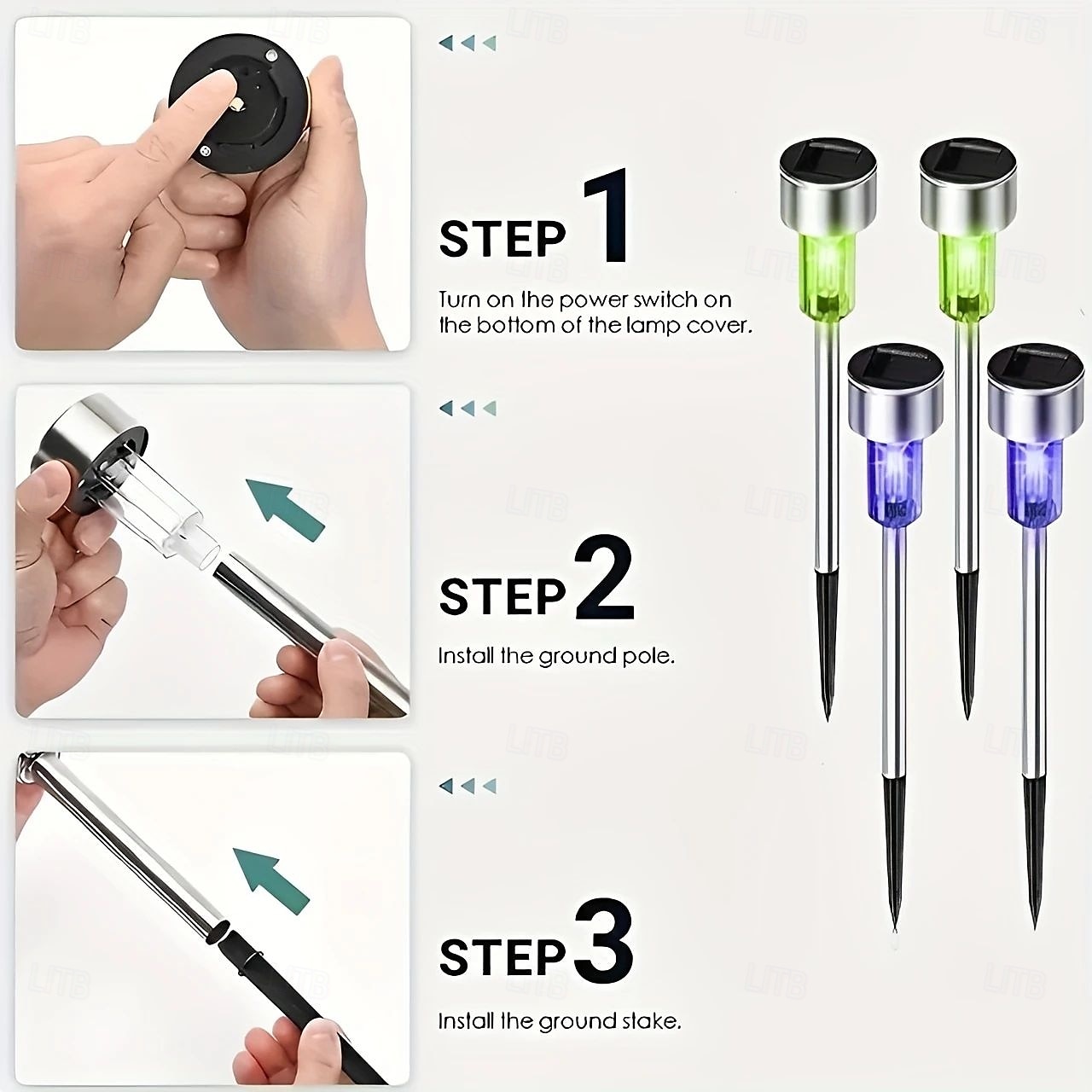 10/20pcs Solar LED Lights Outdoor Stainless Steel Stick Lights with Color Changing Automatic Switch Suitable for Garden Driveway Lawn Christmas Halloween Outdoor Decoration Solar Pathway Lights 2026 - $22.99 –P10