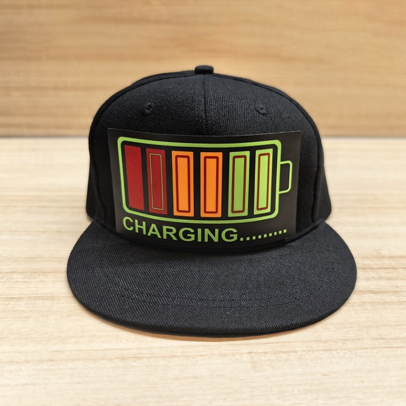 Cappello snapback a LED attivato dal suono, cappelli a LED, cappellino da baseball con visualizzazione dei messaggi, per feste di Natale e Halloween del 2025 a $22.21 –P4