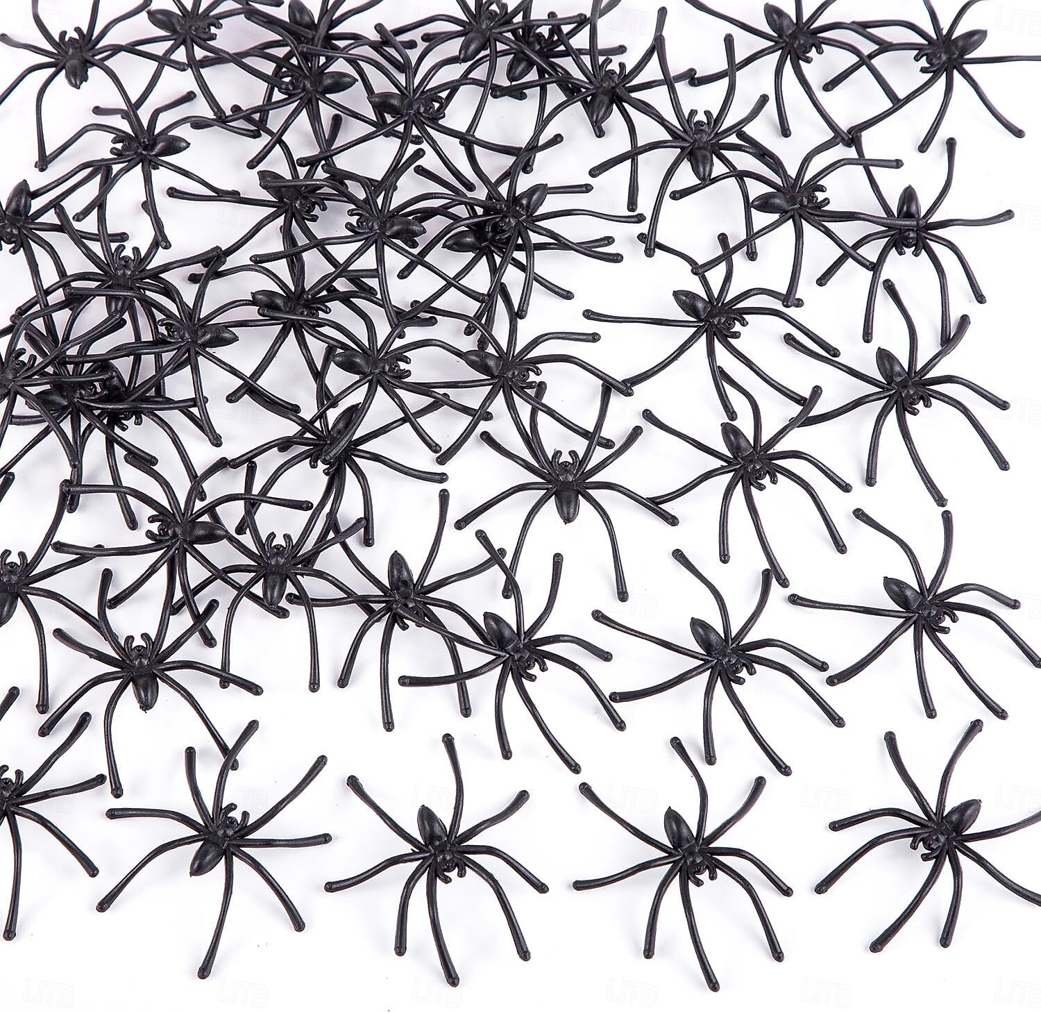 100 Stück Halloween-Spinnen, realistisch, aus schwarzem Kunststoff, kleine Spinnenspielzeuge, falsche Spinnen, Streich-Requisiten für Halloween, Heim- und Partydekorationen 2025 - $7.99 –P2