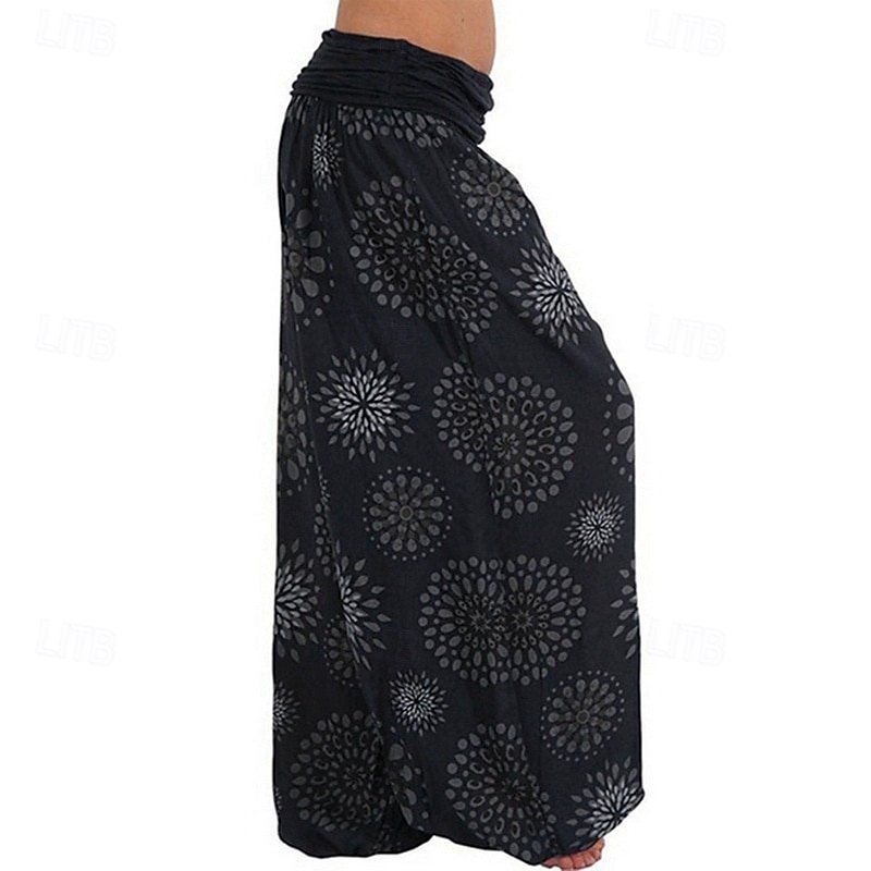 Dam Byxor Harem byxor Palazzo byxor Mode Boho Fullängd Medium Midja Mönster Elastisk midja Bekväm Microelastisk Gata Dagliga kläder Utekväll Svart Gul Armégrön Marinblå Sommar Vår Normal 2025 - $19.99 –P6