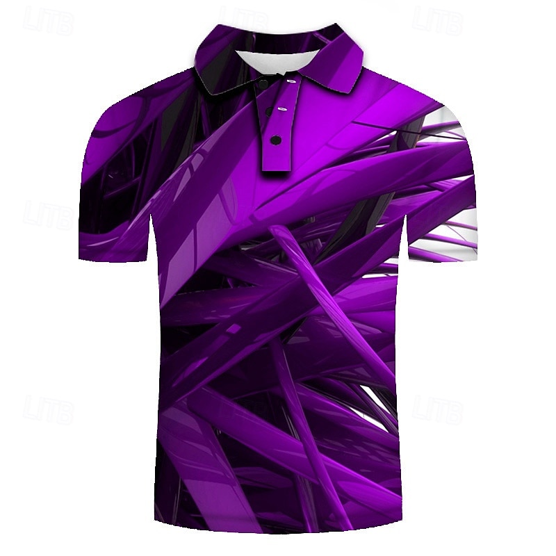 Pánské Geometrický Polokošile Golfová košile Krátký rukáv Polo tričko Košile s límečkem Obchodní příležitostné Oblečení na dovolenou Formální oblečení Festivalové oblečení Knoflíky 3D tisk Žlut 2025 - $22.99 –P3